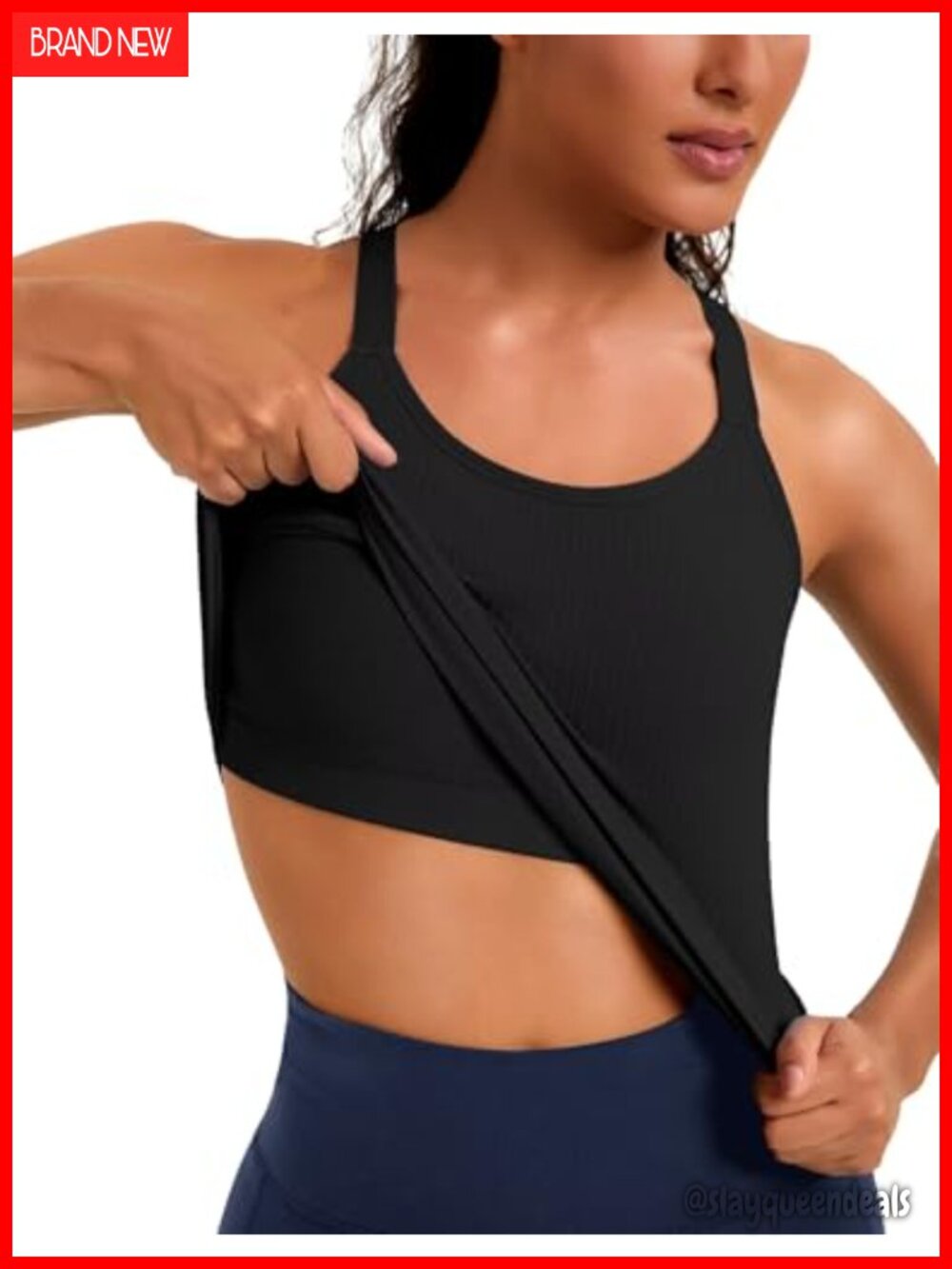 Racerback Workout Tank Top with Built-in Bra Adjustable Straps Seamless